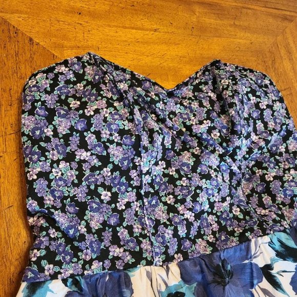 Xhilaration Blue Floral Strapless Dress - Picture 4 of 13